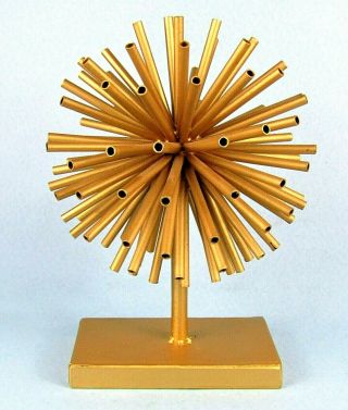 Brutalist Gold Metal Sunburst Starburst Sculpture Vintage Mid - Century Modern