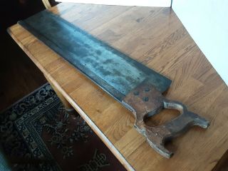 Antique Henry Disston & Sons 28 " Inch Miter Back Hand Saw.