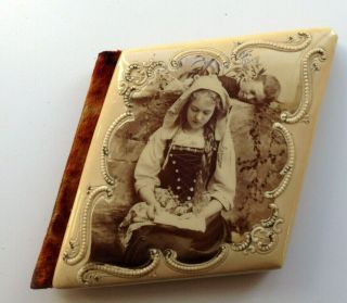 Vintage Celluloid And Velvet Antique Photo Album,  Dated 1890