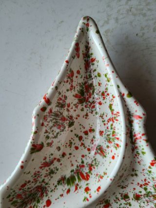 Vintage Mid Century Modern Christmas Tree Splatter Candy Nut Dish 3