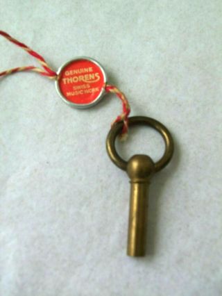 Vintage Swiss Thorens Music Box Key With Tag Threaded Replacement Key