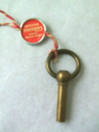 Vintage Swiss Thorens Music Box Key with Tag THREADED REPLACEMENT KEY 2
