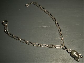 C.  1880 Victorian Sterling Silver Memento Mori Skull Crossbones Bracelet Vafo