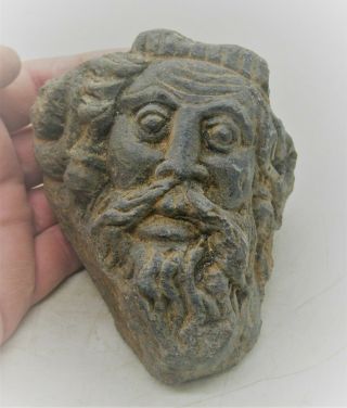Ancient Gandhara Stone Schist Statue Fragment Head Of Male 200bc