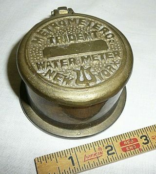 Vintage Brass Metro Meter Co.  Water Meter Trident York Steampunk Trinket Box