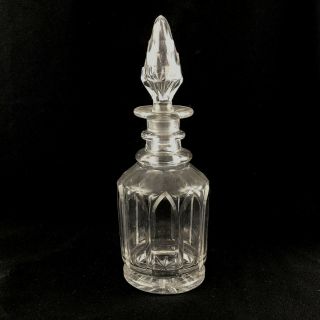 Antique 19th Century Gothic Revival Arches Clear Colorless Glass Decanter U35