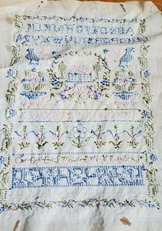 Vintage Handmade Cross Stitch Embroidered Sampler Completed 10 