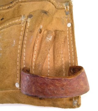 Vintage Craftsman 937529 Large Leather 5 Pocket Tool Nail Belt Pouch Hammer Loop 3