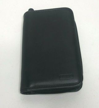 Coach Vintage Black Leather Pda Zippered Case Organizer Palm Pilot Carrier