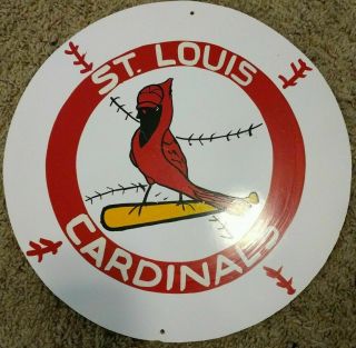 Old St Louis Cardinals 12 " Diameter Hardboard Wall Plaque Handpainted Basebeball