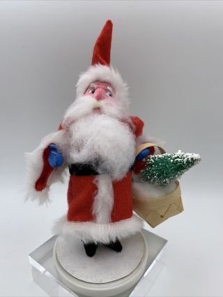 Vintage Folk Art Santa Claus Figurine Hand Made Clay Composition 8 " T Ooak