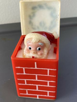 Vintage Hard Plastic Santa Claus In Chimney Pop Up Jack In The Box Squeaker Toy