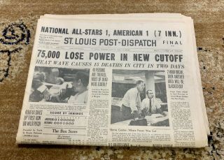 Vintage 1966 Mlb All - Star Game St.  Louis Post - Dispatch Newspaper Willie Mays