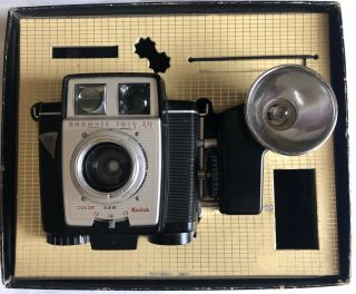 Vintage Kodak Brownie Twin 20 Camera With Flash Attachment Collectible