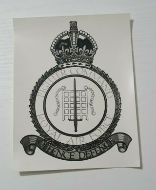 Vintage Photograph Badge Drawing Fighter Command Raf Offence Deffence