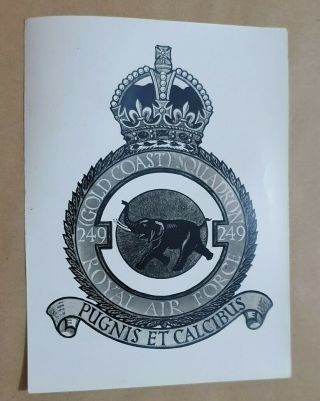 Vintage Photograph Badge Drawing Gold Coast Squadron 249 Raf Pugnis Et Calcibus