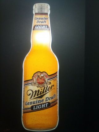 Vintage Miller Draft Light Beer Bottle Metal Tin Sign 30 " Raised Letters