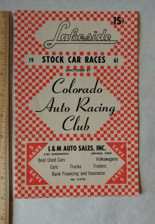 1961 Lakeside Speedway Colorado Auto Racing Club Vtg Brochure