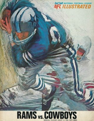 1966 8/13 Pre - Season Football Program Dallas Cowboys V Los Angeles Rams Vg