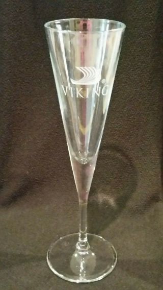 Vintage Viking Cruises Tall Champagne Flute Glass 9 3/8 " H