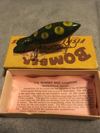 Vintage Bomber Fishing Lure Rare No Eyed Bomber 511 And Paperwork