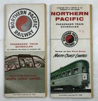1958 & 1962 Northern Pacific Railway Railroad Train Time Tables Vintage