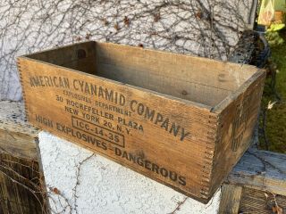 Antique Dynamite Box Wood Crate American Cyanamid Company Rockefeller Plaza Ny