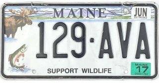 99 Cent 2017 Maine Support Wildlife License Plate 129 - Ava