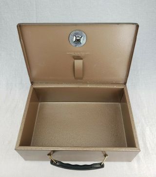 Vintage Rockaway Tan Metal Key Operated Lock Security Fire Cash Safe Strong Box