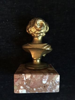 Antique Ormolu Bronze Bust of a Girl mounted on Marble 3
