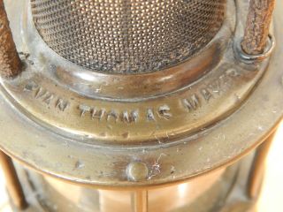 Antique Brass Miner ' s Lamp Evan Thomas E Morris Aberdare South Wales No B6 2