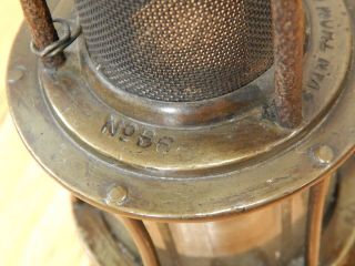Antique Brass Miner ' s Lamp Evan Thomas E Morris Aberdare South Wales No B6 3