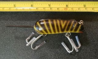 Vintage Creek Chub Mouse Fishing Lure Blk/yellow Stripes