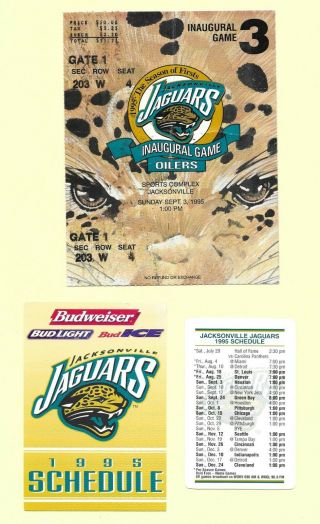 1995 Jacksonville Jaguars Inaugural Game Ticket Stub Vs Houston Oilers