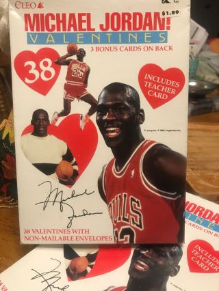 Rare Late 1980s Cleo Michael Jordan Valentine Day Card Set 38 Cards Nib