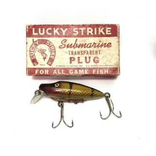 Vintage Lucky Strike Submarine Transparent Plug 3508 - Box Fishing Lure