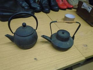 2 Antique Tetsubin Japanese Cast Bronze Tea Pots