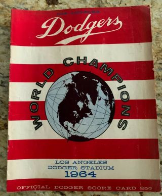 1964 Los Angeles Dodgers Vs St.  Louis Cardinals Game Scorecard
