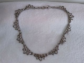 Signed Vintage Barclay Choker Necklace Scalloped Silver Tone Openwork Links 16 "