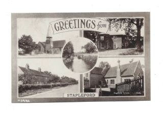 Vintage Postcard Greetings From Stapleford,  Herts.  Schools,  Church,  Rectory