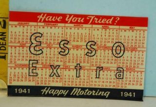 1941 Esso Extra Gas Pocket Schedule & Card Holder " Happy Motoring "