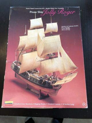 Vintage Lindberg Jolly Roger Pirate Ship Model 70874 Pre - Owned Complete