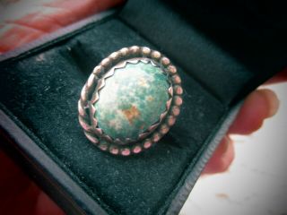Vintage Sterling Silver Ring With Greenish Turquoise Stone Size 7 Southwestern