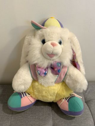 Tb Dan Dee Large Rainbow Easter Bunny Plush Hoppy Hopalong Hopster Vintage