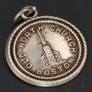 Vtg Sterling Silver - Old North Church Boston Souvenir Bracelet Charm - 2g