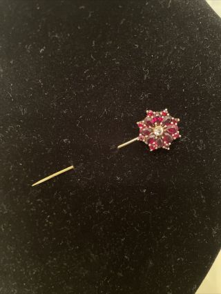 14k Antique Victorian Bohemian Garnet Flower Cluster Stick Pin Stickpin