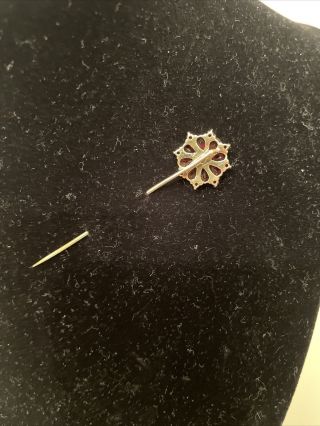 14k Antique Victorian Bohemian Garnet Flower Cluster Stick pin Stickpin 3