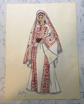 Vintage Susan Southby Costume Serigraph Print Costumes Of The Holy Land 1953