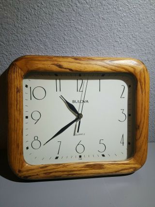 Vintage Bulova Oak Wood Wall Quartz Clock C4412 Collectibles