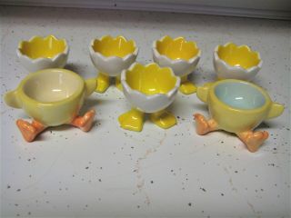 7 Vintage Easter Egg Cups Cracked Egg Baby Chicks